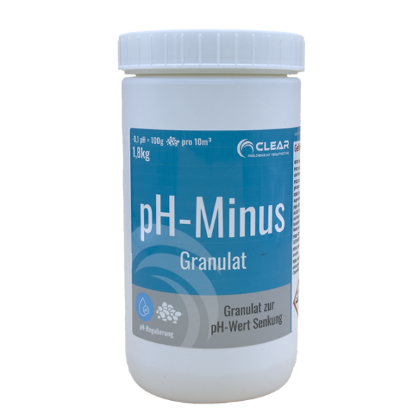 Dose mit pH-Minus Granulat von CLEAR - Poolchemie mit Verantwortung